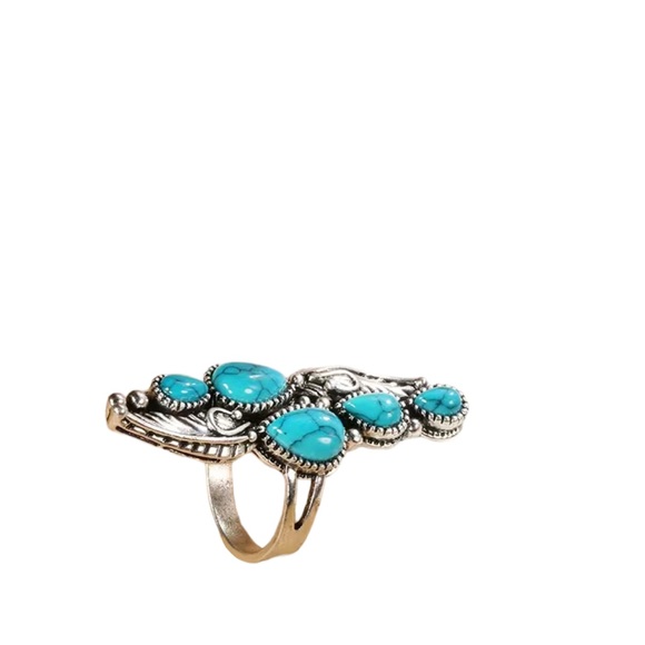 Vintage Large Design Silver and Turquoise Ring - Picture 4 of 5